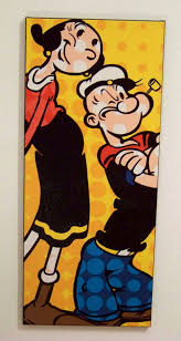 Popeye Olive Oyl Pop Art Canvas Hand Painted Acrylic Popeye And Olive Disney Pop Art Popeye Cartoon