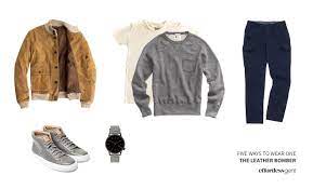 Five Ways To Wear One The Leather Bomber Effortless Gent Mens Casual Outfits Well Dressed Men Mens Outfits