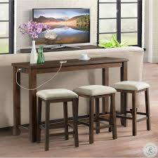 Rokane Brown 4 Piece Rectangular Counter Height Dining Set In 2020 Bar Table Sets Pub Table Sets Bar Table