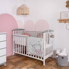 Gold metallic sparkles decorate the inset flange along with three trendy hearts. Pink Winnie The Pooh Baby Bedding Collection Crib Bedding Set Crib Bedding Sets With Bumper