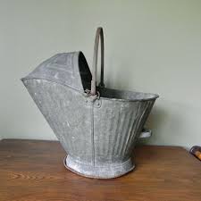 Vintage Galvanized Metal Coal Scuttle Use As Log Carrier Etsy Galvanized Decor Galvanized Galvanized Metal