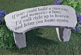 An area of quiet reflection and meditation, it can be accented with memorial markers, custom engraved wind chimes, memorial stones, and special remembrances. If Tears Garden Bench Sympathy Solutions