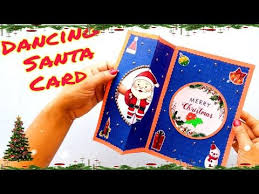 Scrapbook paper woven ribbon plastic buttons; Dancing Santa Christmas Card Spinning Revolving Santa Christmas Card Making Ideas Greeting Card Christmas Cards Christmas Cards To Make Santa Christmas Cards