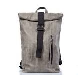 Zaino roll-top in pelle grigio pietra
