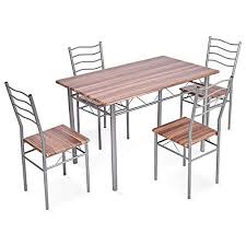 Usa Best Seller 5 Pcs Wood Metal Dining Rectangular Table And 4 Chairs Set Sturdy Frame Multifuncti Metal Dining Table Dining Table Chairs Table And Chair Sets