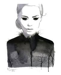 Abstract Black And White Watercolor Portrait Watercolor Painting Trees As Veins Print Etsy Art Illustration Watercolor Portraits