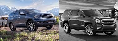 The 2019 toyota sequoia is ranked #3 in 2019 affordable large suvs by u.s. 2019 Toyota Sequoia Vs 2019 Gmc Yukon Pueblo Toyota