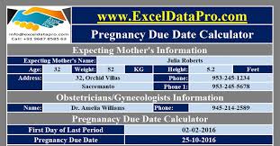 Download Pregnancy Due Date Calculator Excel Template