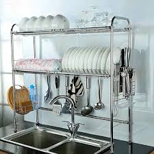 2 tier dish drying rack over sink
