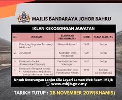 Sila muat turun manual tatacara permohonan jawatan kosong. Jawatan Kosong Terkini Di Majlis Bandaraya Johor Bahru Mbjb Appjawatan Malaysia