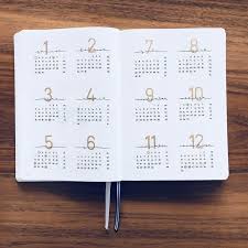 Bullet Journal Yearly Overview Annual Calendar Gold Number Headers Minima Bullet Journal Minimalist Bullet Journal Ideas Pages Bullet Journal Inspiration