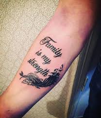 While most family quote tattoos focus on phrases like family first, blood is thicker than water, family is forever, family over everything, daddy's little pistol and the light of even a simple quote about family can symbolize your devotion, commitment, and faithfulness to beloved members. Meaningful Tattoo Quotes About Family Tattoo Design