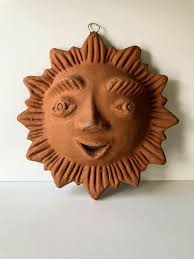 Mexican Sun Face Wall Plaque Hand Made Terracotta Sun Etsy Mexican Wall Art Wall Plaques Handmade