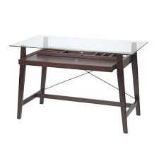 Glass desk solutions for the home and office; Osp Home Furnishings 42 In Rectangular Espresso Computer Desk With Solid Wood Material Tri2542g The Home Depot