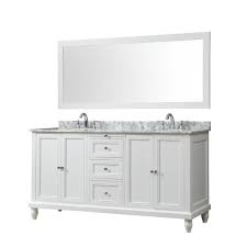 You don't need a very large bathroom to benefit from the advantages of a double vanity. Direct Vanity Sink Classic 70 In Bath Vanity In White With Carrara Marble Vanity Top With White Basins And 1 Large Mirror 6070d9 Wwc M The Home Depot