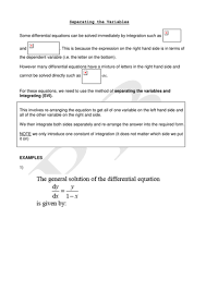 We are dealing with important, common examples here but they are somewhat special in that they have equations that involve constant. Separating The Variables Teaching Resources
