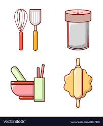 kitchen tool icon set cartoon style