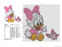 Schema punto croce baby minnie. Disney Baby Daisy Duck With Butterfly Free Cross Stitch Pattern Free Cross Stitch Patterns Simple Unique Alphabets Baby