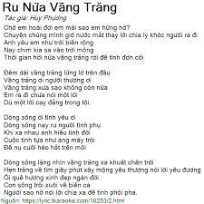 Lời Bai Hat Ru Nửa Vầng Trăng Huy Phương Co Nhạc Nghe Co Karaoke