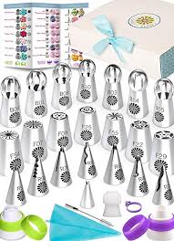 Variety Russian Piping Tips Set 69pc Instant Flower Shaped Frosting Cupcake Cake Decorating Icing Nozzles Bonus Supplies Baking Accessories