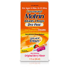 Infants Motrin Ibuprofen Oral Suspension Concentrated Drops Dye Free Drops Original Berry