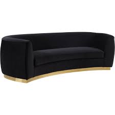 Black And Gold Velvet Couch Meridian Julian Black Velvet Sofa 620black S Goedekers Com Black Velvet Sofa Sofa Curved Sofa