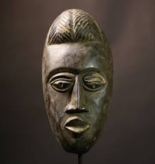 African Baule Mask Hand-Carved Tribal Wood Sculpture Wall Art West  Africa-2122