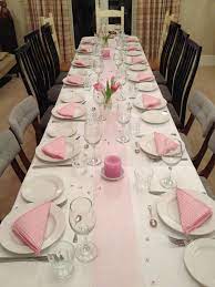 If there is one accessory that can add razzmatazz to a table, it's flowers. Pink Themed Table Setting For 70th Birthday Table Settings Party Table Settings Easter Tablescapes