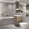 Wood vanity brings warmth to the atmosphere. 3