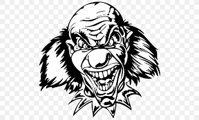 Black And White Scary Freaky Clown Faces Coloring Book Drawing Clip Art Png 500x500px Watercolor Cartoon