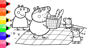 Free kids games free kids clipart free learning games free online toys free jigsaw puzzles freeware for kids printable colouring/coloring pages privacy policy information this website and its contents (except where. Peppa Pig Coloring Pages Peppa And Her Family Go For A Picnic Youtube