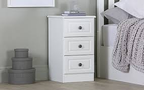 While most bedroom dressers and chests are made from wood, a plastic storage dresser is a great way to keep closets organized. Pembroke White 3 Drawer Bedside Table Furniture And Choice