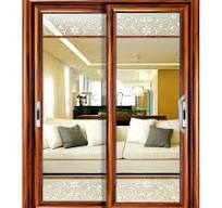 Double-Open Wood Grain Finished Aluminum Alloy Sliding Glass Door