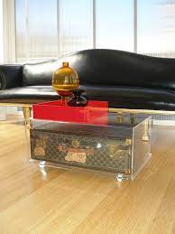 Lucite and brass trunk/coffee table with glass top. Suitcase And Trunk Coffee Tables 25 Gorgeous Ideas That Blend Vintage With Vivacious