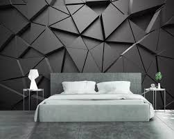 Black And White Geometric Wallpaper Bedroom 3d Solid Geometric Abstract Gray Triangle Background Black Etsy Wallpaper Living Room 3d Wallpaper Living Room Bedroom Bed Design