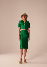 Emerald green Jade satin skirt | TARA JARMON