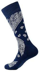 Leaf Paisley Design Cotton Men S Socks One Size Navy Red Bandana Shoes Mens Fashion Wear Fashion Socks