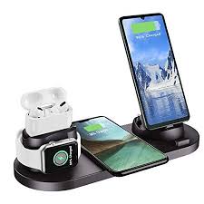 6 in 1 Charger Station Compatible with iPhone/Android/Type-C, Aqonsie Qi  Fast Wireless Charging Dock Stand for Apple Watch/AirPods Pro/AirPods/iPhone/Samsung/Huawei/HTC/LG  Christmas (Black) : Cell Phones & Accessories