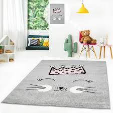 Designer und moderner teppich kurzflor mit tropfen muster in rosa grau beige größe 120x170 cm. Kinderteppich Flachflor Kids Teppich Kinderzimmer Spielzimmer Mit Katze Und Krone In Grau Rosa Grun Myshop24