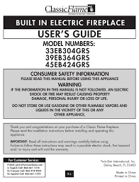 To add warmth and inviting ambiance to your home, add this 23 infrared quartz electric fireplace insert to your mantel or tv stand. Classicflame 45eb424grs User Manual Pdf Download Manualslib