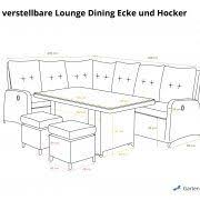 Indiana Verstellbares Dining Lounge Set Ecke Mit Esstisch Und 2 Hocker Sandgrau Meliert Garten Mobel Fur Dich In 2020 Lounge Esstisch Hocker