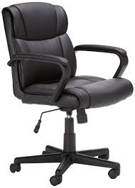 Amazonbasics Classic Leather Padded Mid Back Office Desk Chair With Armrest Blac In 2020 Best Ergonomic Office Chair Most Comfortable Office Chair Black Office Chair