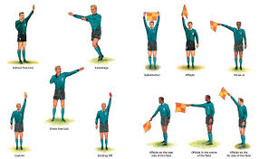Watch for the referee signaling a touchdown, field goal, extra point, or successful try by raising their arms straight up over their head. Football Referee Signals