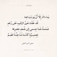 شعر صفي الدين الحلي وما ذاك إلا أن يوم وداعنا عالم الأدب arabic quotes math equations quotes