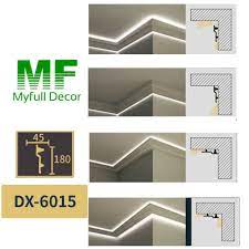 She decided to buy then install crown molding in her bedroom herself rather than hiring out the job. Crown Molding With Led Light Dx 6015 Led Crown Molding