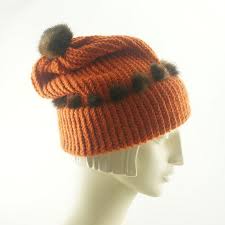 Orange Beanie Hat For Women Orange Knit Hat Mink Hat Knit Etsy Beanie Hats For Women Hats For Women Knitted Hats
