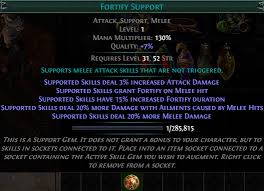 Fortify Support Poe Gem