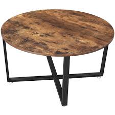 Gray round wood top coffee table. Vasagle Round Coffee Table Industrial Style Cocktail Table Durable Metal Frame Easy To Assemble For Living