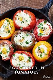 Eggs Baked In Tomatoes Recipe Delicious Breakfast Recipes Recipes Tomato Recipes