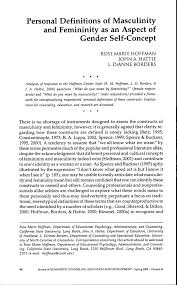 Pdf Personal Definitions Of Masculinity And Femininity As An Aspect Of Gender Self Concept